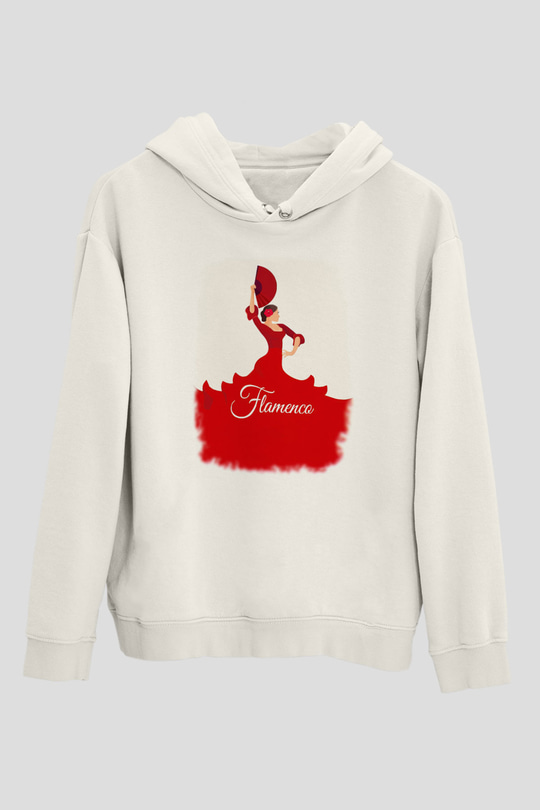 Flamenko Beyaz Unisex Hoodie