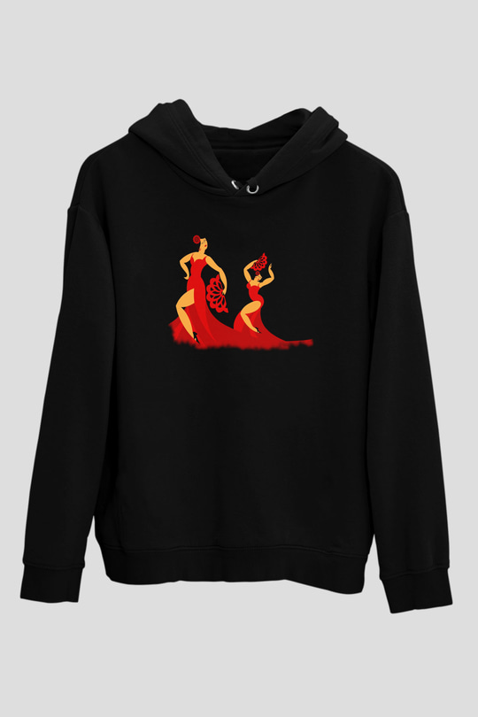 Flamenko Siyah Unisex Hoodie