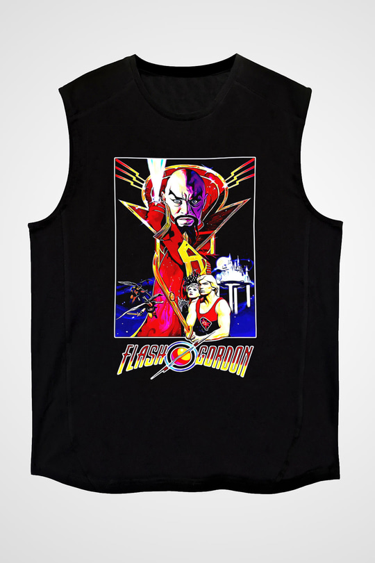 Flash Gordon Siyah Unisex  Kolsuz Tişört