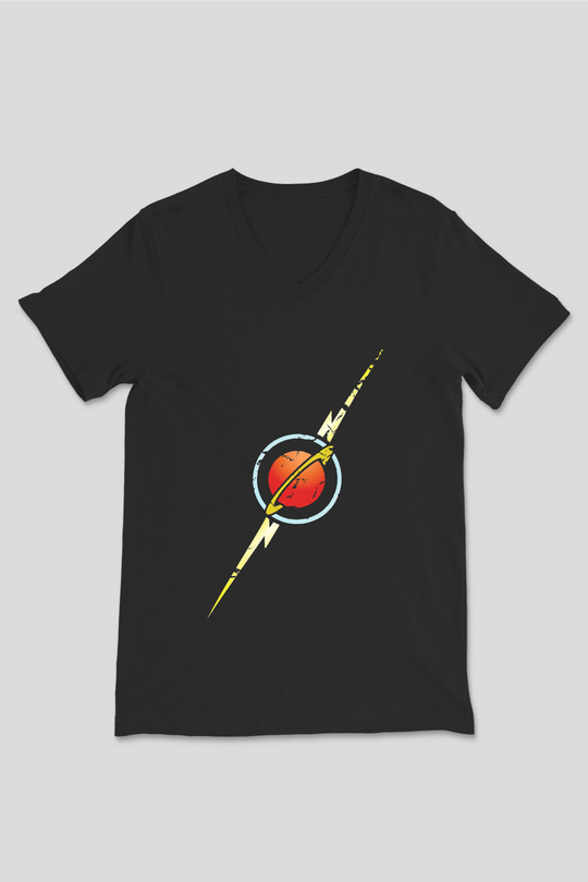 Flash Gordon Siyah Unisex  V Yaka Tişört