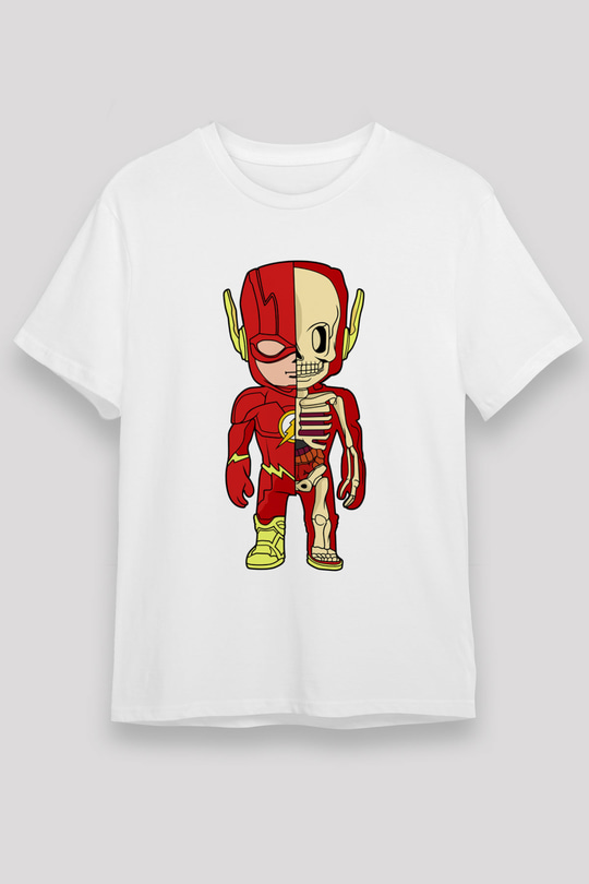 Flash Skeleton Baskılı Unisex Beyaz Tişört