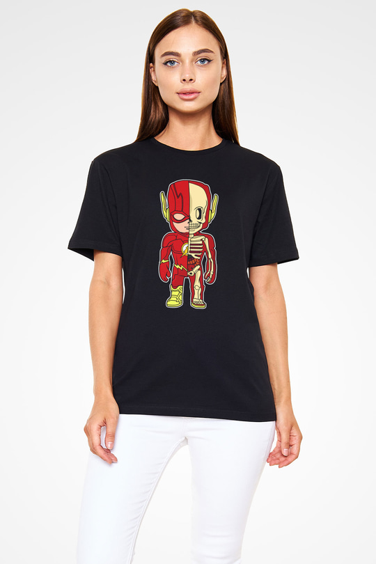 Flash Skeleton Baskılı Unisex Siyah Tişört