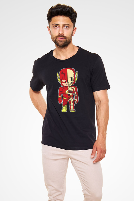 Flash Skeleton Baskılı Unisex Siyah Tişört