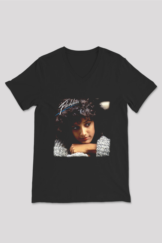 Flashdance Siyah Unisex  V Yaka Tişört