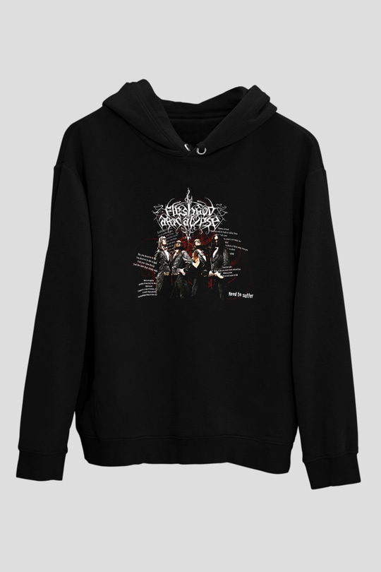 Fleshgod Apocalypse Baskılı Unisex Siyah Kapüşonlu Sweatshirt