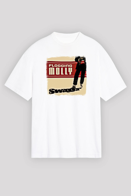 Flogging Molly Baskılı Unisex Beyaz Oversize Tişört