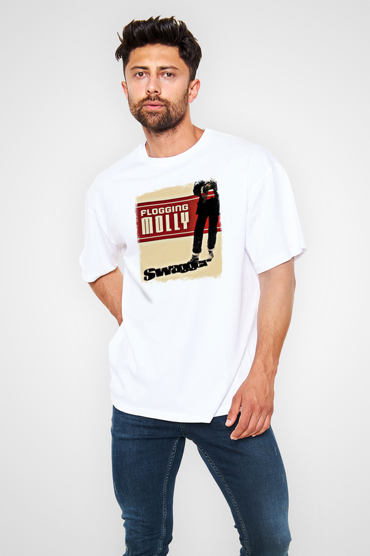 Flogging Molly Baskılı Unisex Beyaz Oversize Tişört