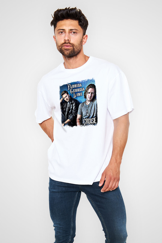 Florida Georgia Line Baskılı Unisex Beyaz Oversize Tişört