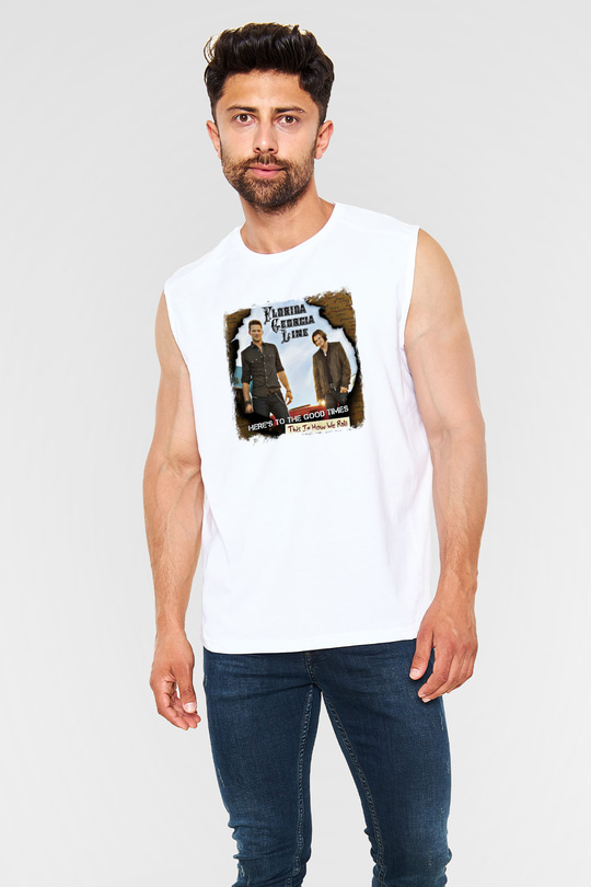 Florida Georgia Line Baskılı Unisex Beyaz Kolsuz Tişört