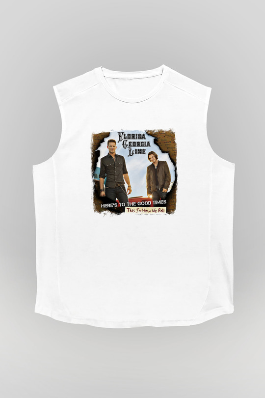 Florida Georgia Line Baskılı Unisex Beyaz Kolsuz Tişört