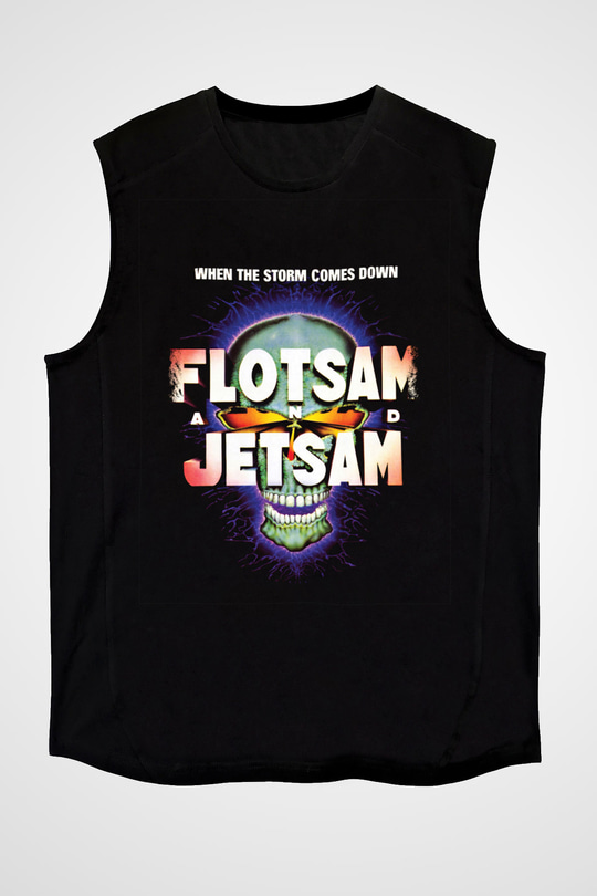 Flotsam and Jetsam Baskılı Unisex Siyah Kolsuz Tişört