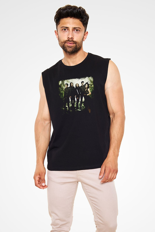 Flyleaf Baskılı Unisex Siyah Kolsuz Tişört