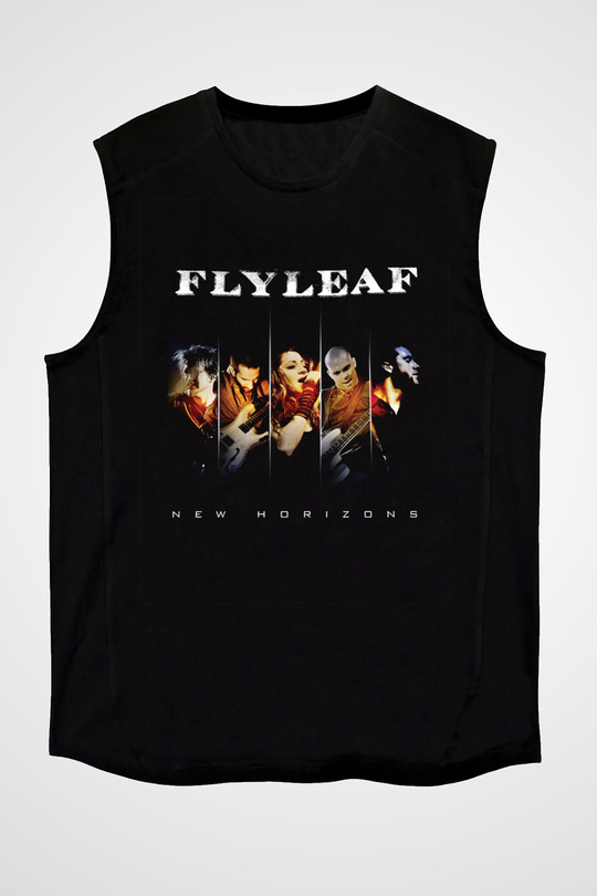 Flyleaf Baskılı Unisex Siyah Kolsuz Tişört