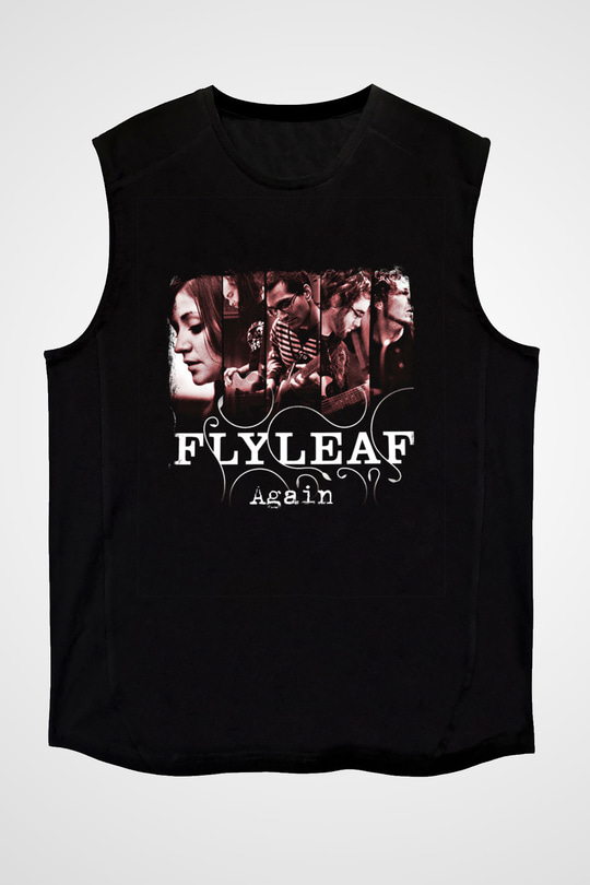 Flyleaf Baskılı Unisex Siyah Kolsuz Tişört