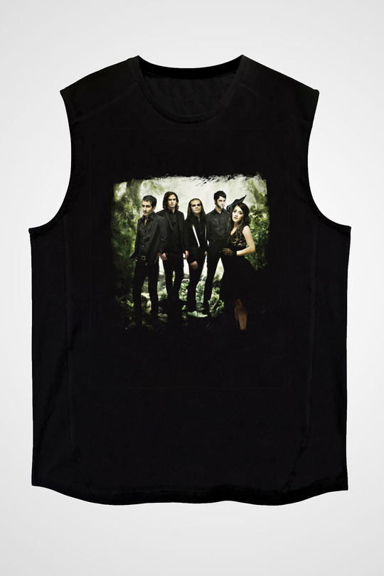 Flyleaf Baskılı Unisex Siyah Kolsuz Tişört