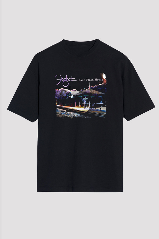 Foghat Baskılı Unisex Siyah Oversize Tişört