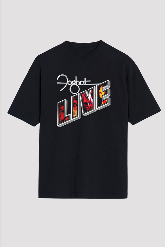 Foghat Baskılı Unisex Siyah Oversize Tişört