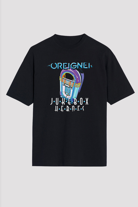 Foreigner Baskılı Unisex Siyah Oversize Tişört