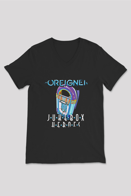Foreigner Baskılı Unisex Siyah V Yaka Tişört
