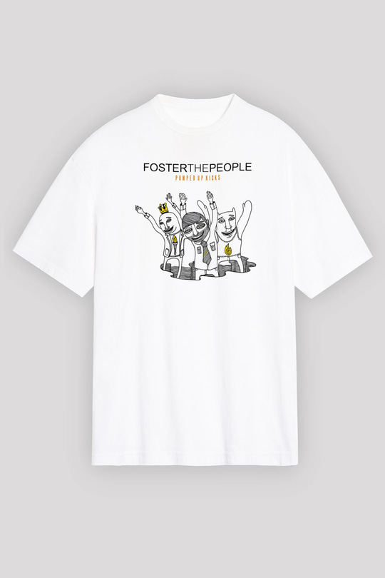 Foster the People Baskılı Unisex Beyaz Oversize Tişört