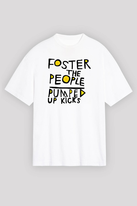 Foster the People Baskılı Unisex Beyaz Oversize Tişört
