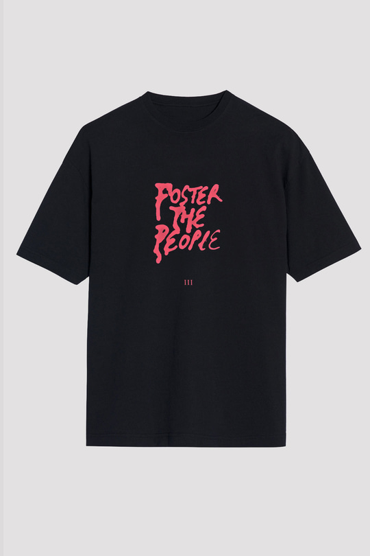 Foster the People Baskılı Unisex Siyah Oversize Tişört