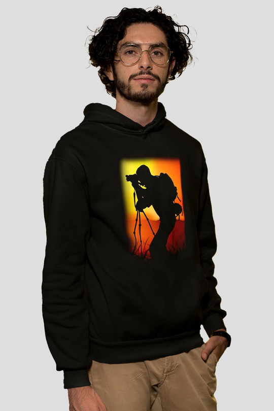 Fotoğrafçı Siyah Unisex Kapşonlu Sweatshirt
