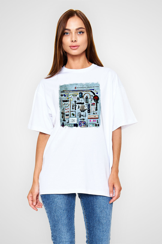 Four Year Strong Baskılı Unisex Beyaz Oversize Tişört