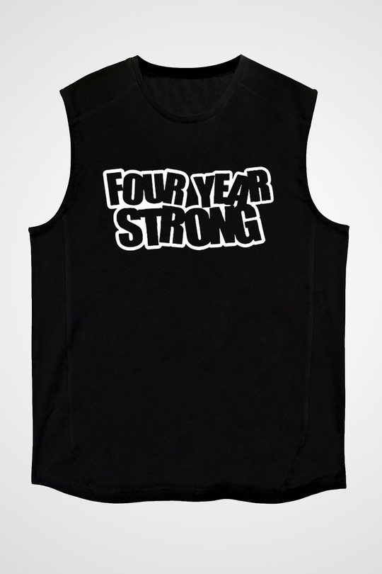 Four Year Strong Baskılı Unisex Siyah Kolsuz Tişört - Tshirt