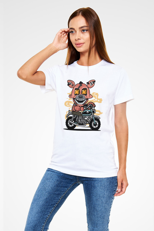 Foxy Motocross Baskılı Unisex Beyaz Tişört