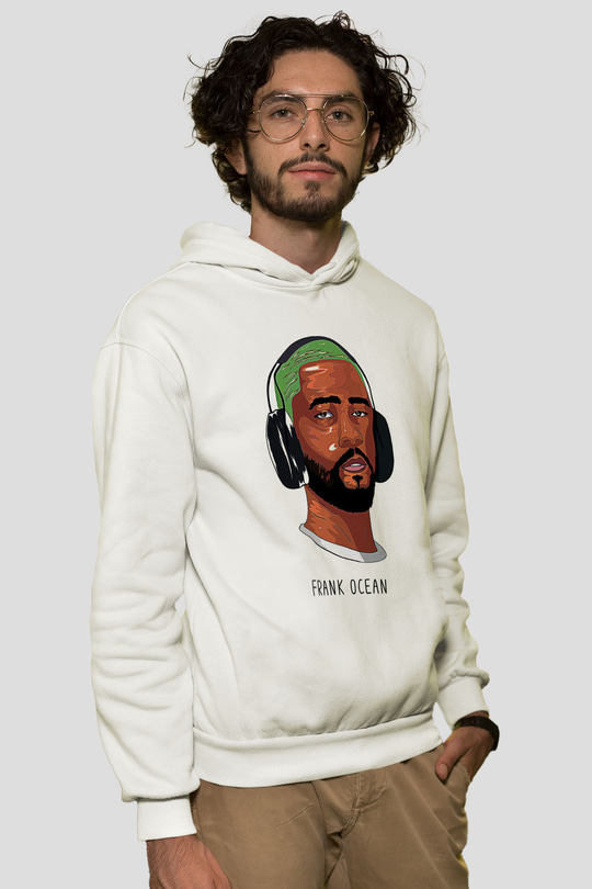 Frank Ocean Baskılı Beyaz Unisex Kapüşonlu Sweatshirt
