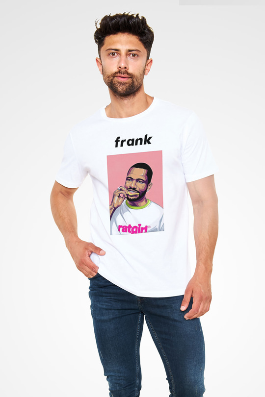 Frank Ocean Baskılı Unisex Beyaz Tişört - Tshirt