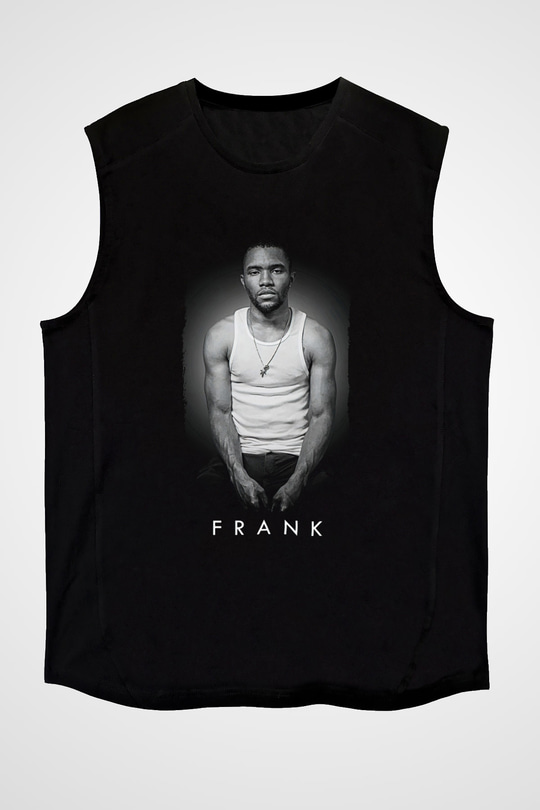 Frank Ocean Baskılı Unisex Siyah Kolsuz Tişört - Tshirt