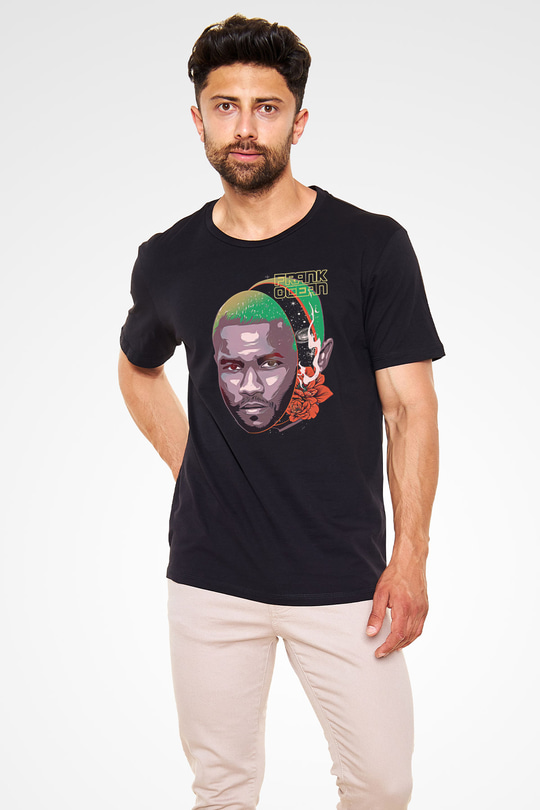 Frank Ocean Baskılı Unisex Siyah Tişört - Tshirt