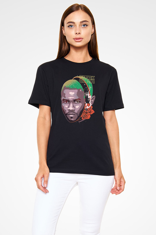 Frank Ocean Baskılı Unisex Siyah Tişört - Tshirt