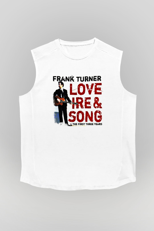 Frank Turner Baskılı Unisex Beyaz Kolsuz Tişört