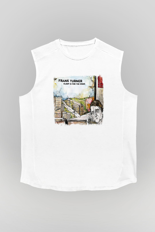 Frank Turner Baskılı Unisex Beyaz Kolsuz Tişört