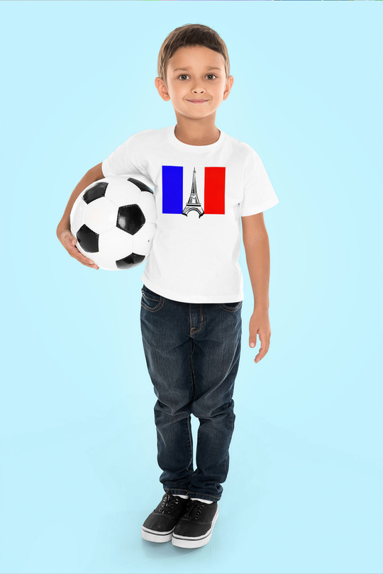 Fransa Baskılı Beyaz Unisex Çocuk Tişört