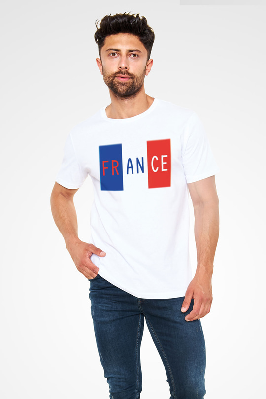 Fransa Beyaz Unisex Tişört T-Shirt - TişörtFabrikası