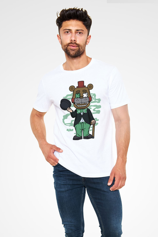Freddy Gentlemen Baskılı Unisex Beyaz Tişört