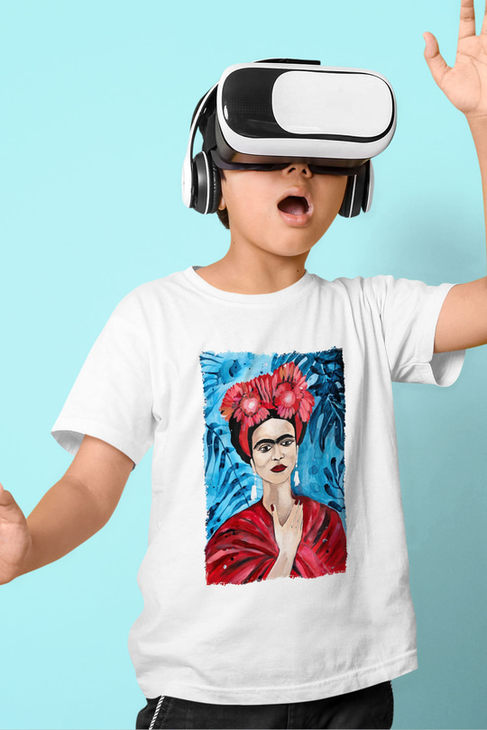 Frida Kahlo Beyaz Unisex Çocuk Tişört