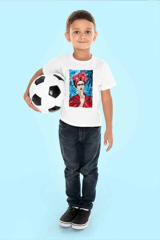 Frida Kahlo Beyaz Unisex Çocuk Tişört