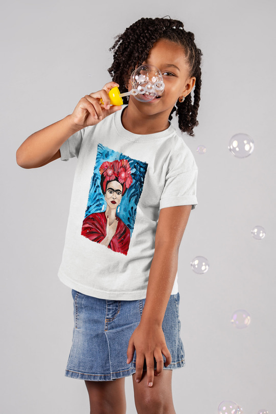 Frida Kahlo Beyaz Unisex Çocuk Tişört