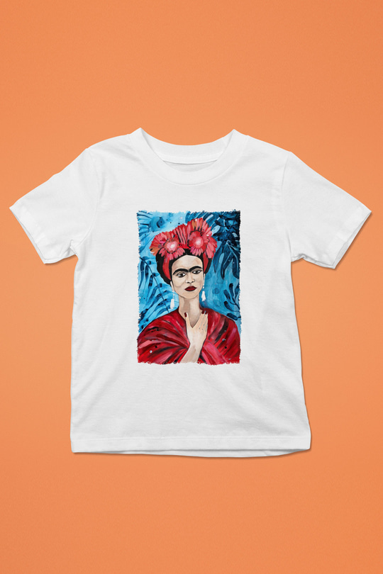 Frida Kahlo Beyaz Unisex Çocuk Tişört