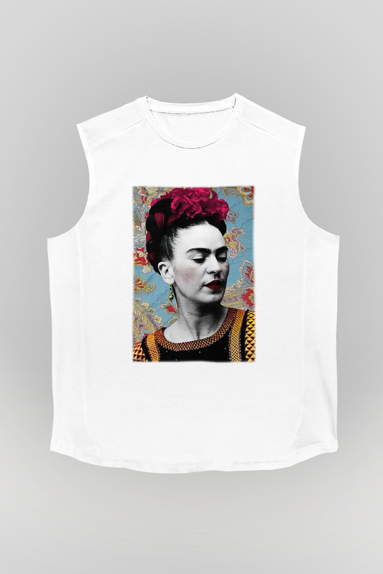 Frida Kahlo Beyaz Unisex Kolsuz Tişört