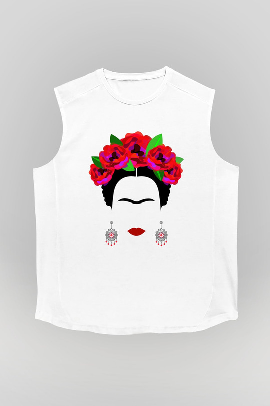 Frida Kahlo Beyaz Unisex Kolsuz Tişört
