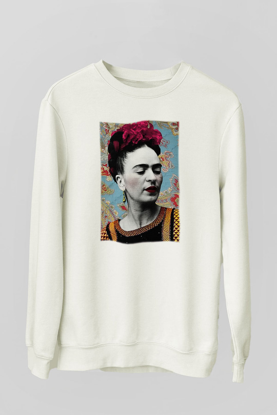 Frida Kahlo Beyaz Unisex Sweatshirt