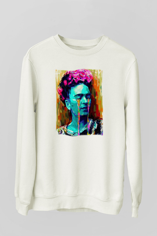 Frida Kahlo Beyaz Unisex Sweatshirt