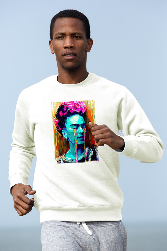 Frida Kahlo Beyaz Unisex Sweatshirt