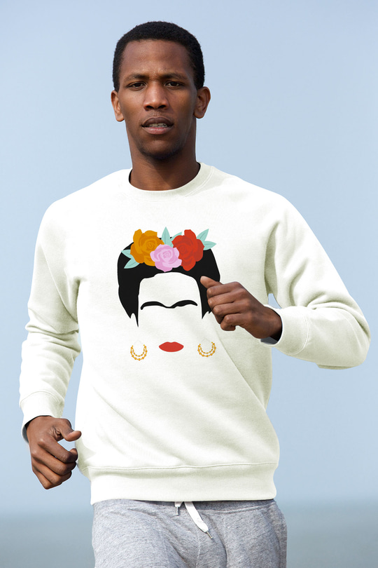 Frida Kahlo Beyaz Unisex Sweatshirt